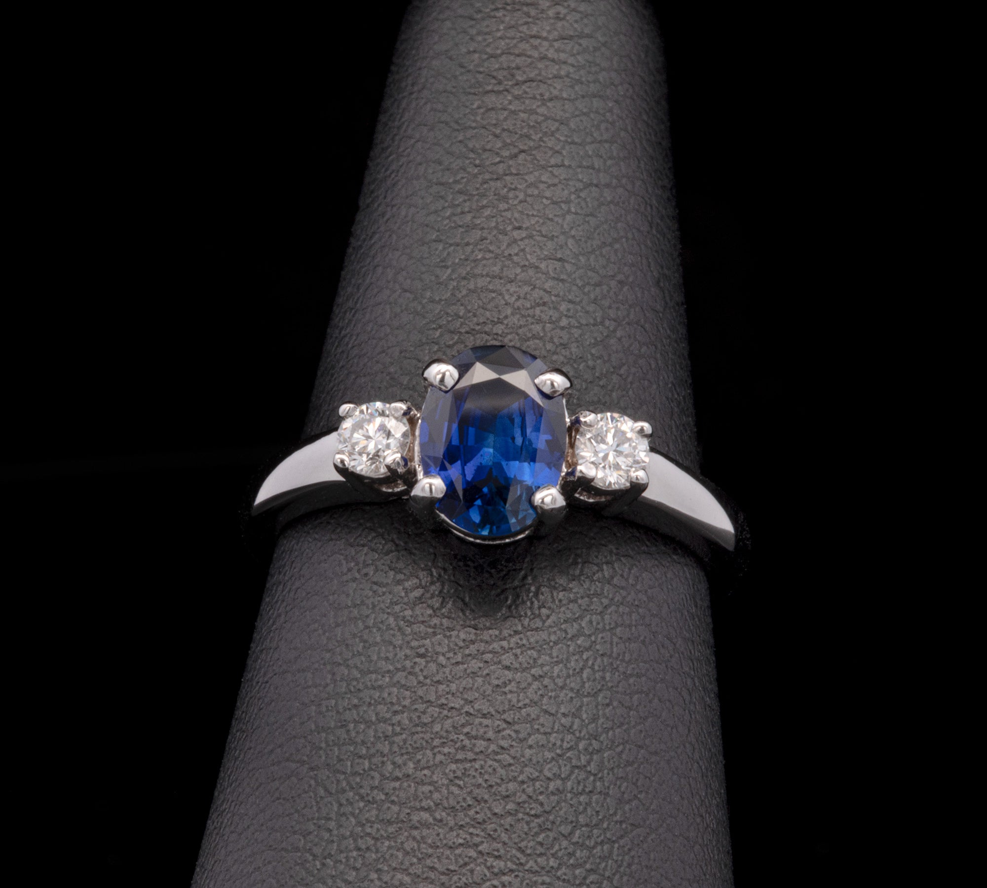 14K White Gold Ceylon Sapphire And Diamond Ring
