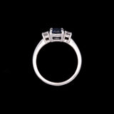 14K White Gold Ceylon Sapphire And Diamond Ring