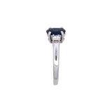 14K White Gold Ceylon Sapphire And Diamond Ring