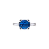 Platinum "No Heat" Ceylon Sapphire And Diamond Ring