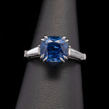 Platinum "No Heat" Ceylon Sapphire And Diamond Ring
