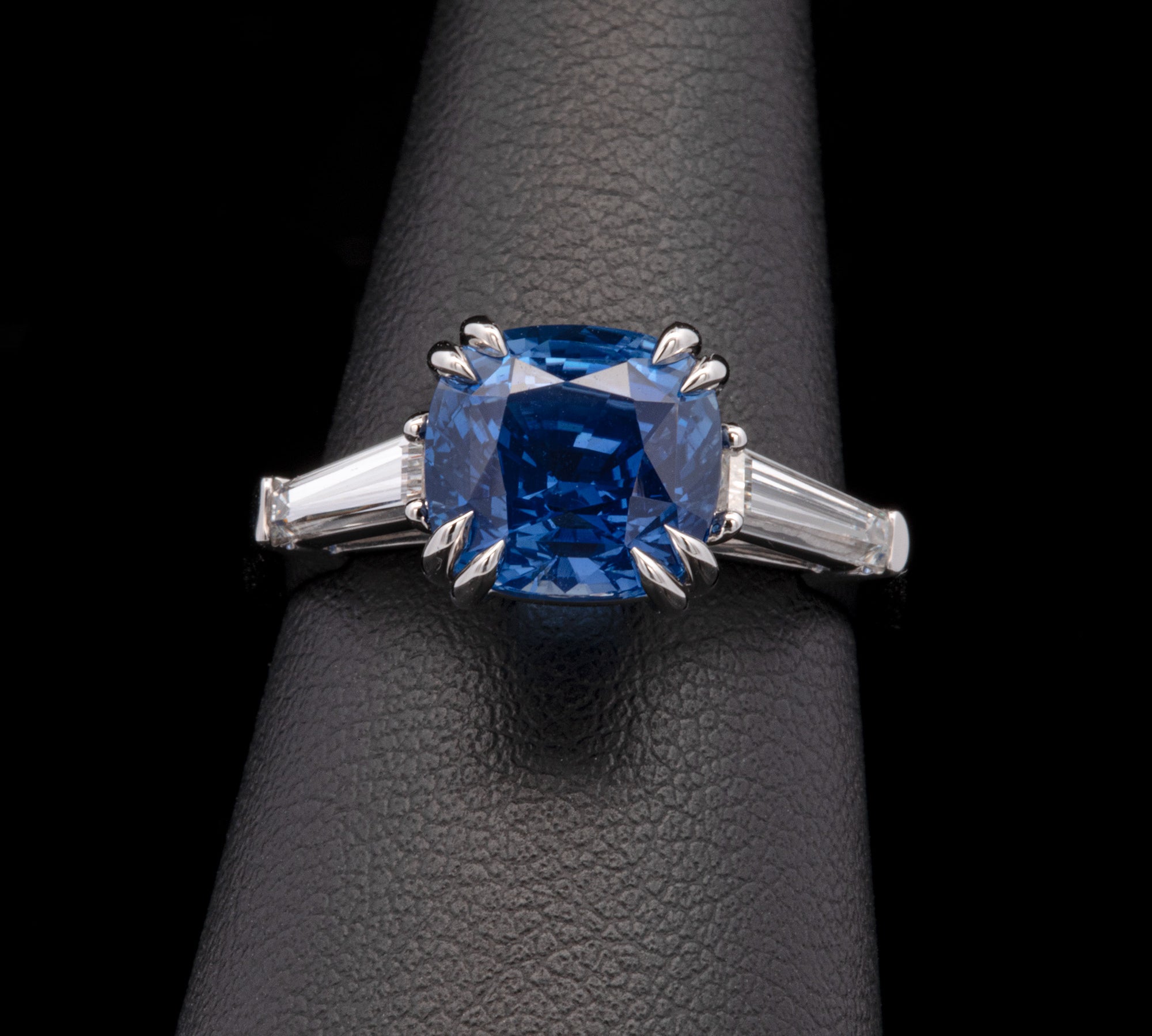 Platinum "No Heat" Ceylon Sapphire And Diamond Ring