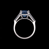 Platinum "No Heat" Ceylon Sapphire And Diamond Ring