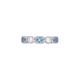 18K White Gold Bezel Set Aquamarine And Diamond Band