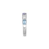 18K White Gold Bezel Set Aquamarine And Diamond Band