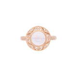 14K Yellow Gold Moonstone And Diamond Ring