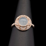 14K Yellow Gold Moonstone And Diamond Ring