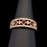 18K Yellow Gold Ruby And Diamond Wide Band