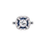 Platinum Diamond And Sapphire Ring.