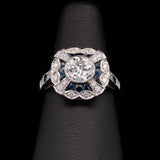 Platinum Diamond And Sapphire Ring.