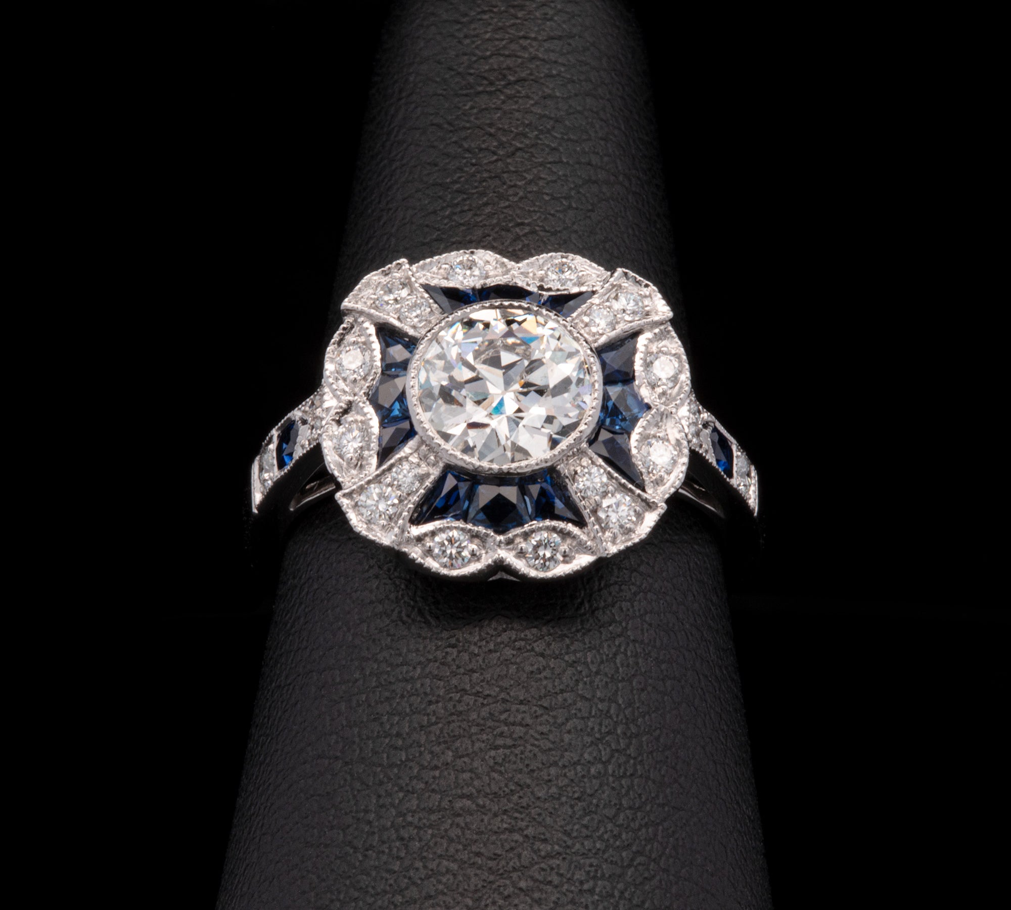 Platinum Diamond And Sapphire Ring.