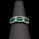 18K White Gold Emerald And Diamond Band