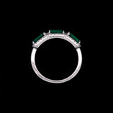 18K White Gold Emerald And Diamond Band