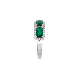 18K White Gold Emerald And Diamond Band