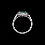 Platinum Round Emerald And Diamond Ring