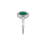 Platinum Round Emerald And Diamond Ring