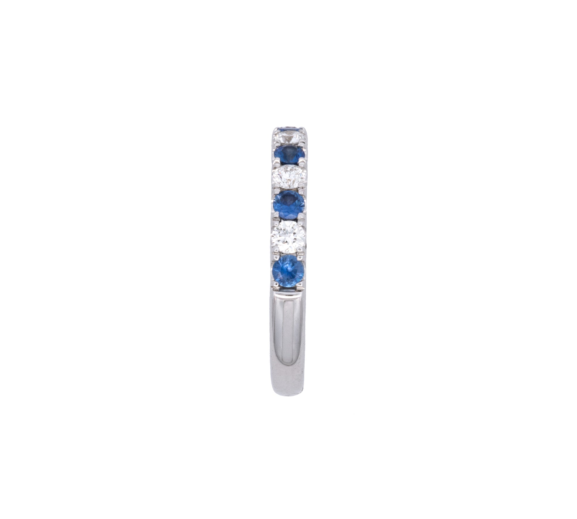 14K White Gold Sapphire And Diamond Half Eternity Band
