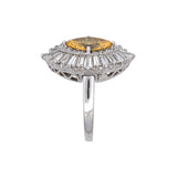 Platinum Fancy Intense Yellow Marquise Cut Diamond Cluster Ring