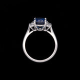 Platinum Oval Sapphire And Half Moon Diamond Ring