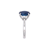 Platinum Oval Sapphire And Half Moon Diamond Ring