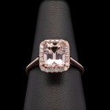 14K Rose Gold Morganite And Diamond Halo Ring