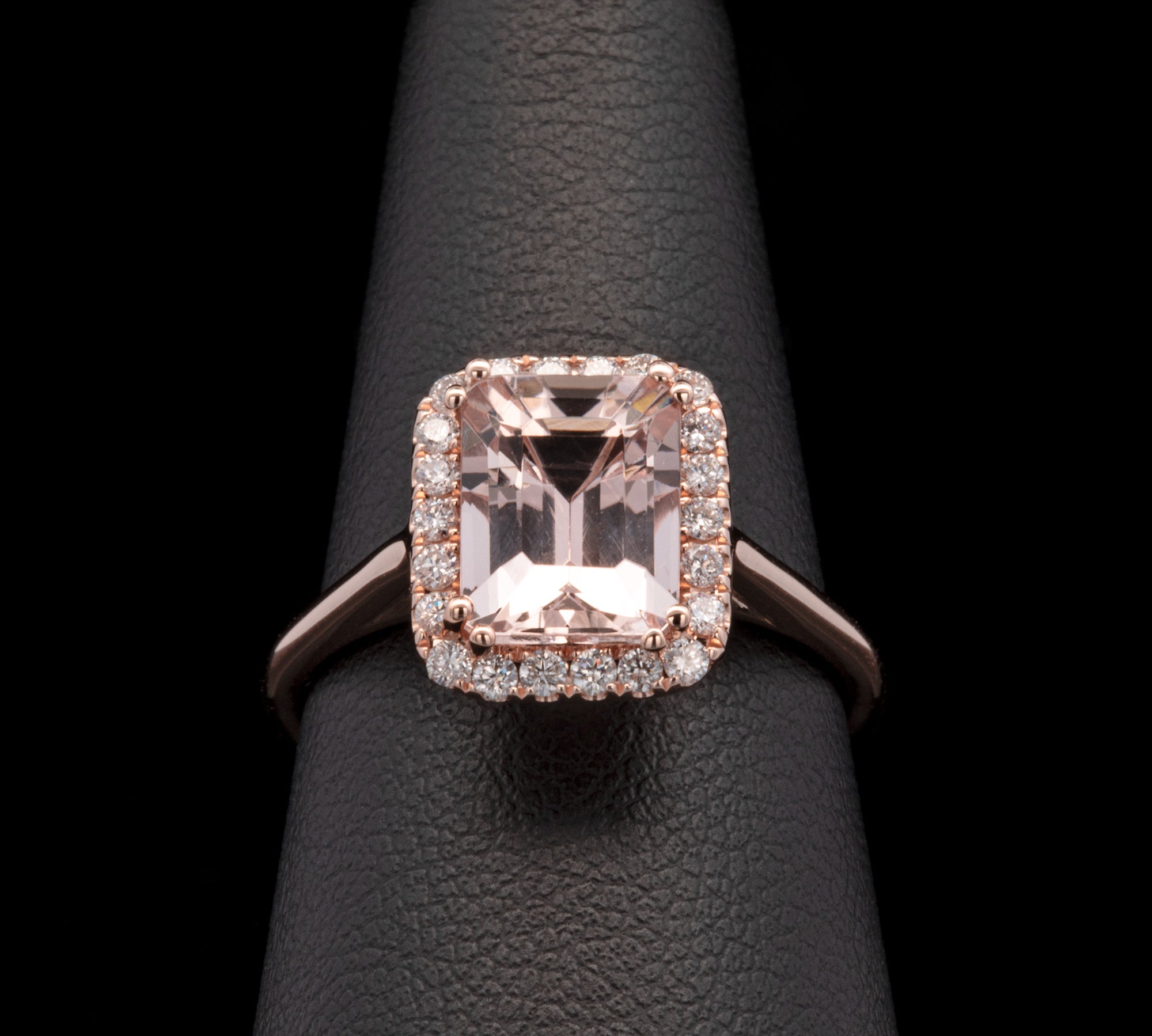 14K Rose Gold Morganite And Diamond Halo Ring
