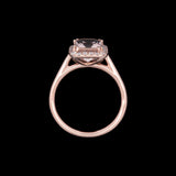 14K Rose Gold Morganite And Diamond Halo Ring