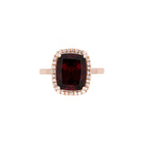 14K Yellow Gold Garnet And Diamond Halo Ring