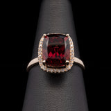 14K Yellow Gold Garnet And Diamond Halo Ring