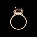 14K Yellow Gold Garnet And Diamond Halo Ring