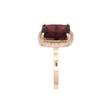 14K Yellow Gold Garnet And Diamond Halo Ring
