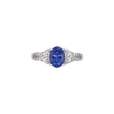 14K White Gold Tanzanite And Twisted Diamond Shank Ring