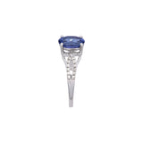 14K White Gold Tanzanite And Twisted Diamond Shank Ring