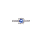 14K White Gold Tanzanite And Diamond Halo Ring