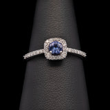 14K White Gold Tanzanite And Diamond Halo Ring