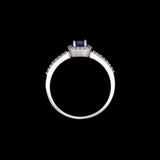 14K White Gold Tanzanite And Diamond Halo Ring