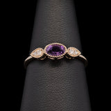 14K Yellow Gold Amethyst And Diamond Rings
