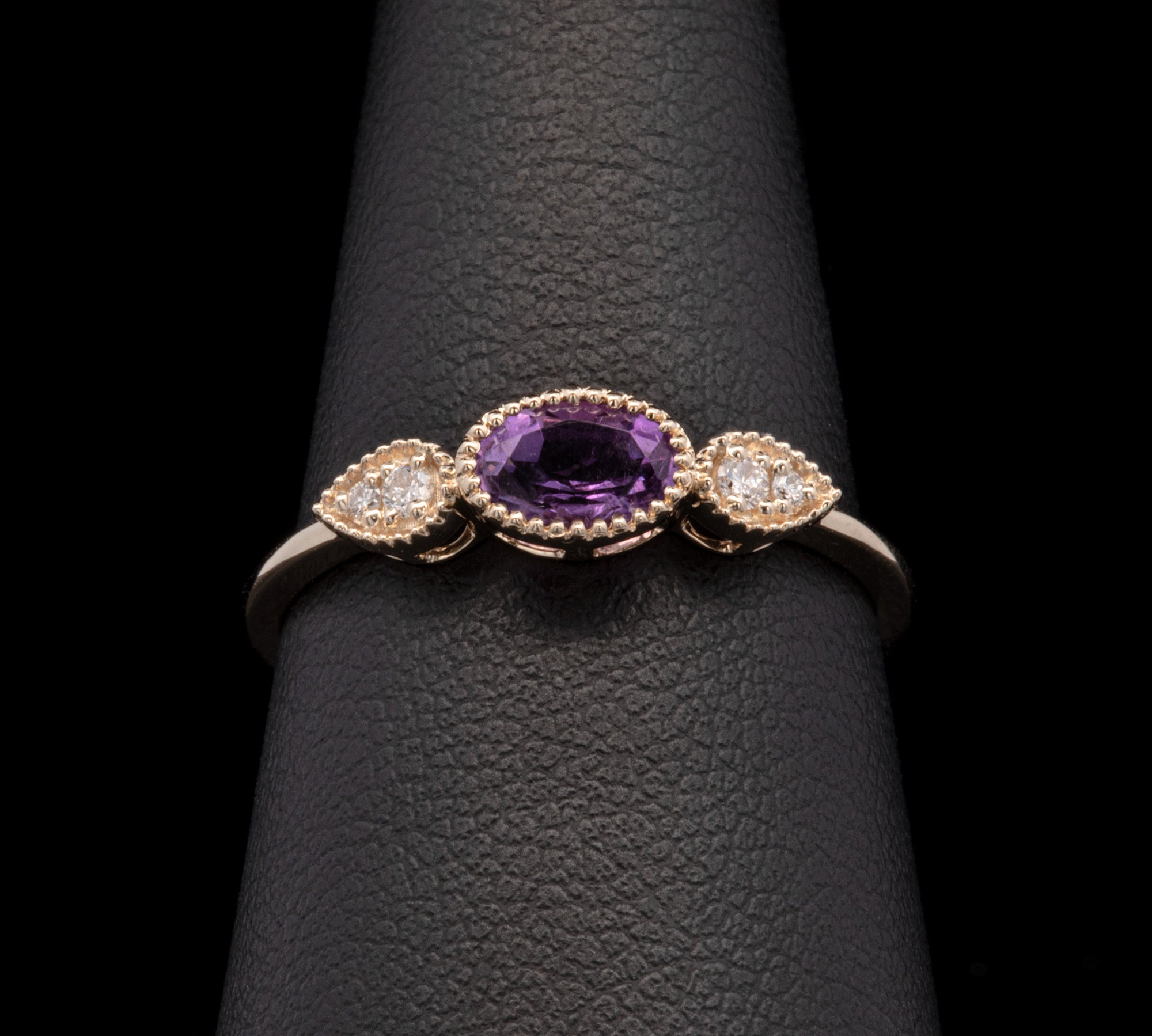 14K Yellow Gold Amethyst And Diamond Rings