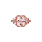 14K Rose Gold Morganite And Diamond Halo Ring