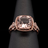 14K Rose Gold Morganite And Diamond Halo Ring