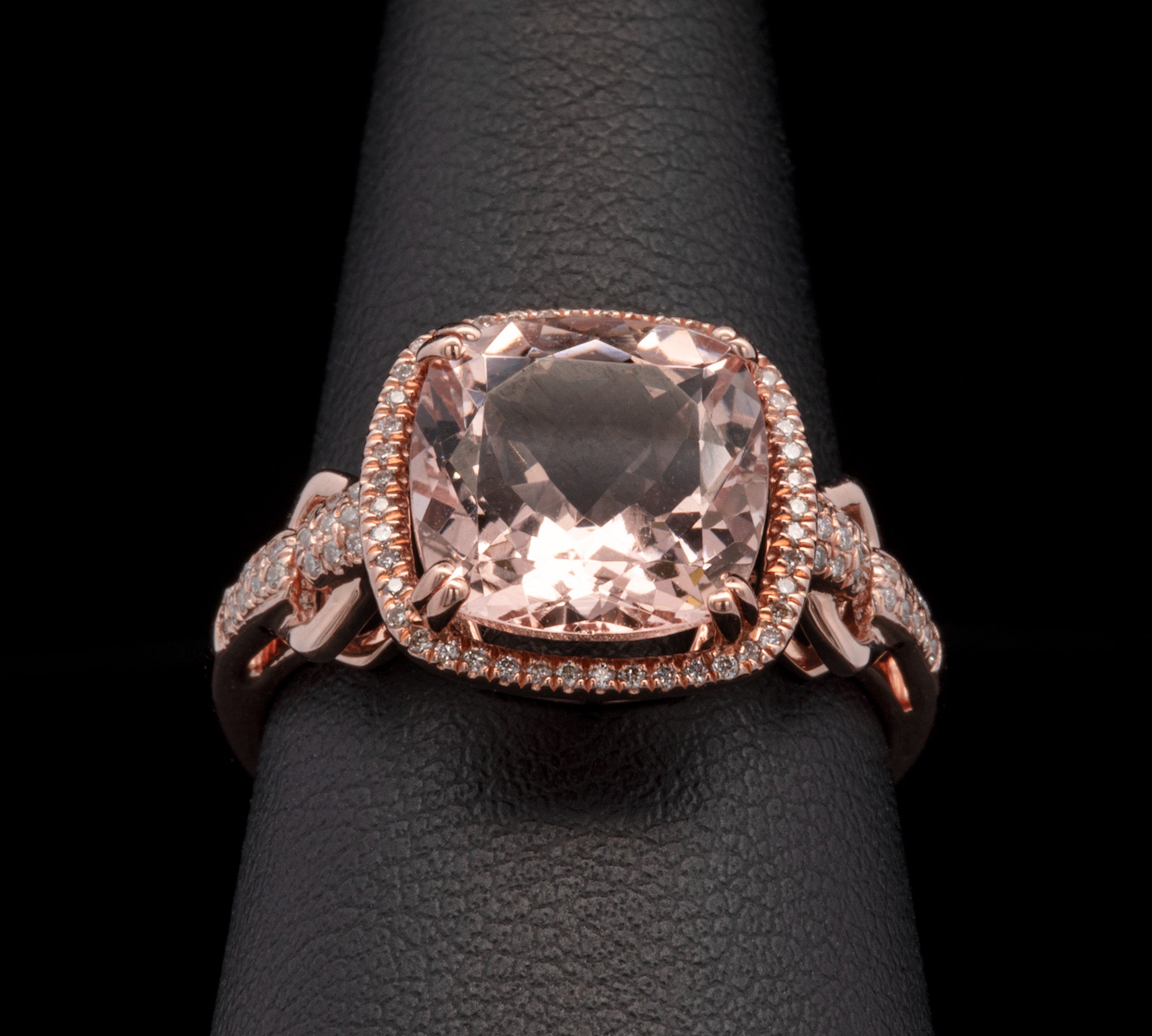 14K Rose Gold Morganite And Diamond Halo Ring