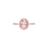 14K Rose Gold Oval Morganite And Diamond Halo Ring