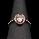 14K Rose Gold Oval Morganite And Diamond Halo Ring