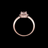 14K Rose Gold Oval Morganite And Diamond Halo Ring