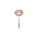 14K Rose Gold Oval Morganite And Diamond Halo Ring