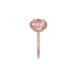 14K Rose Gold Round Morganite And Diamond Halo Ring