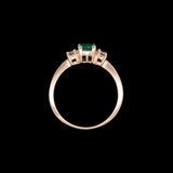14K Yellow Gold Emerald And Diamond Ring