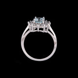 14K White Gold Oval Aquamarine And Diamond Halo Ring