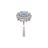 14K White Gold Oval Aquamarine And Diamond Halo Ring