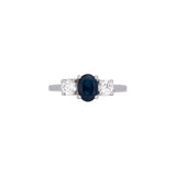 14K White Gold Sapphire and Diamond Three Stone Ring